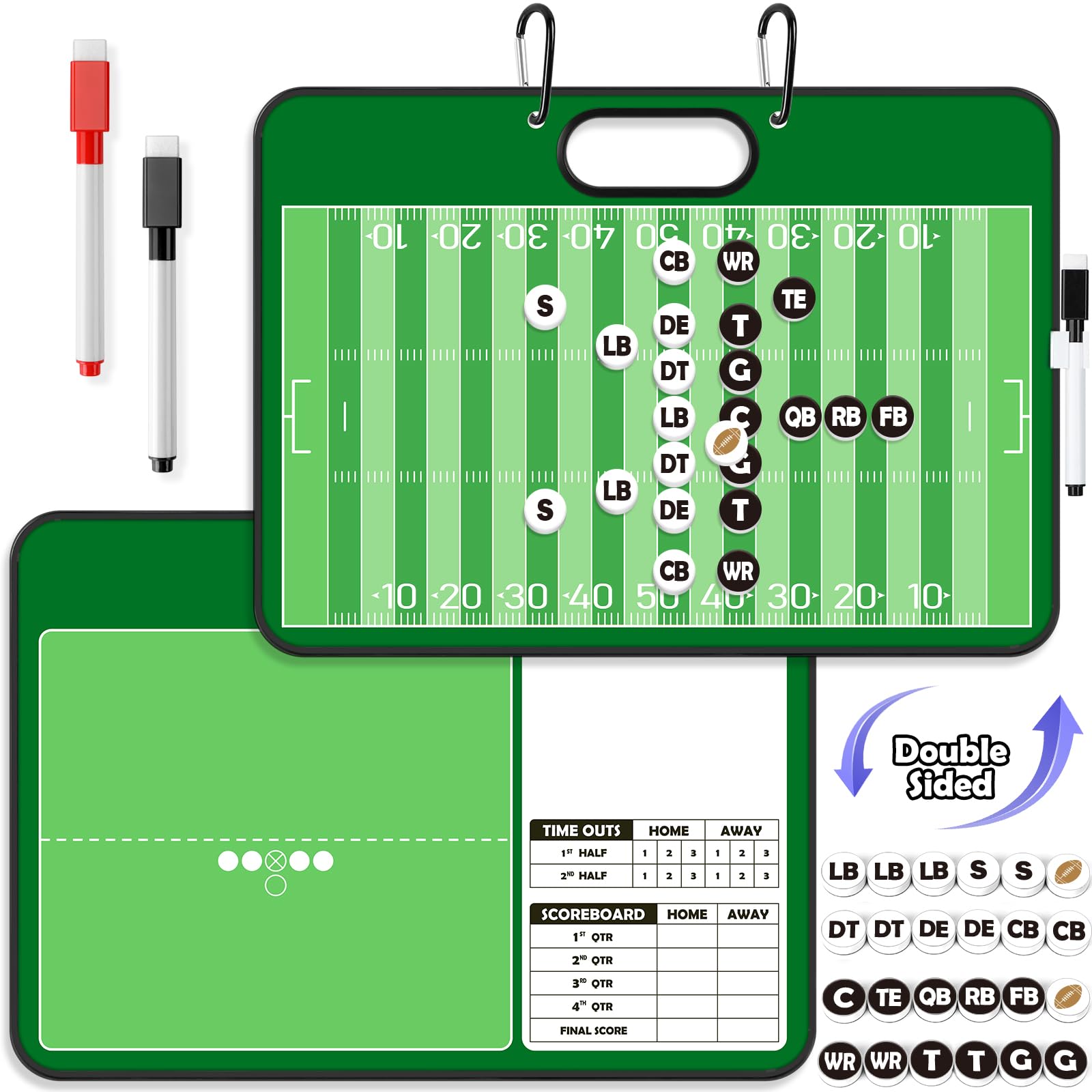 Torlam Magnetic Dry Erase Coach Board, Baseball, Soccer, Football, Basketball Coaching Clipboard