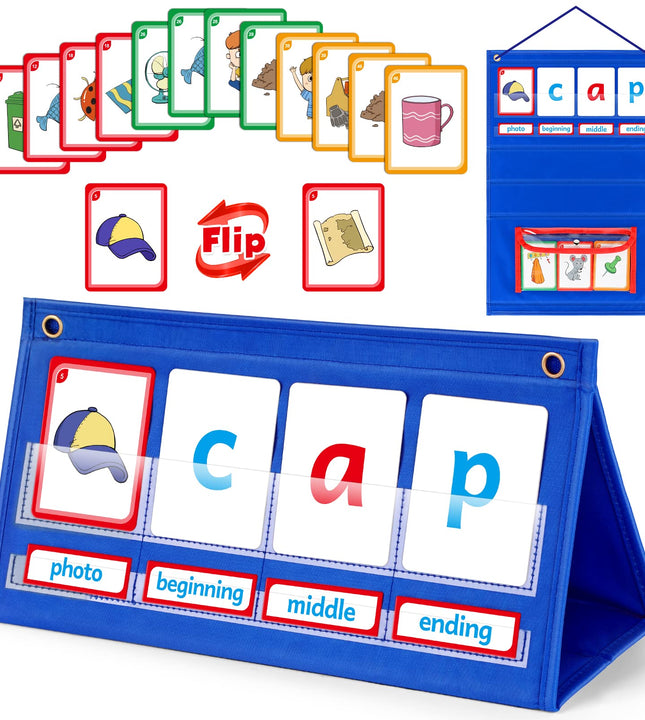 Torlam CVC Word Builder Kindergarten Classroom Must Haves, Phonics Games Preschool Learning Activities Spelling Toy Reading Letter Site Sight Words Games Flash Cards for Kids Autism Special Education