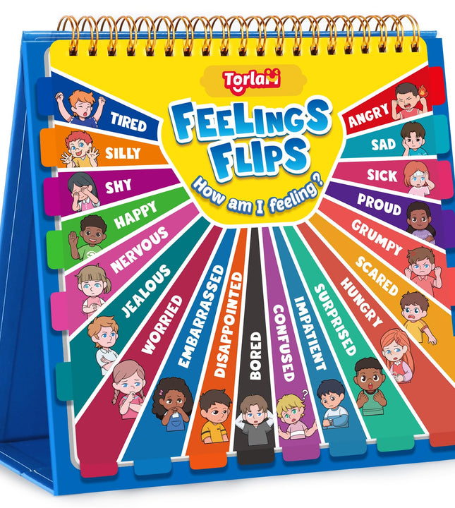 Torlam Feelings and Emotions Book for Kids, Calm Down Corner Supplies, Social Emotional Flipbook Mood Feelings Chart, Toddlers Autism Learning/ADHD Tools for Classroom Preschool Kindergarten